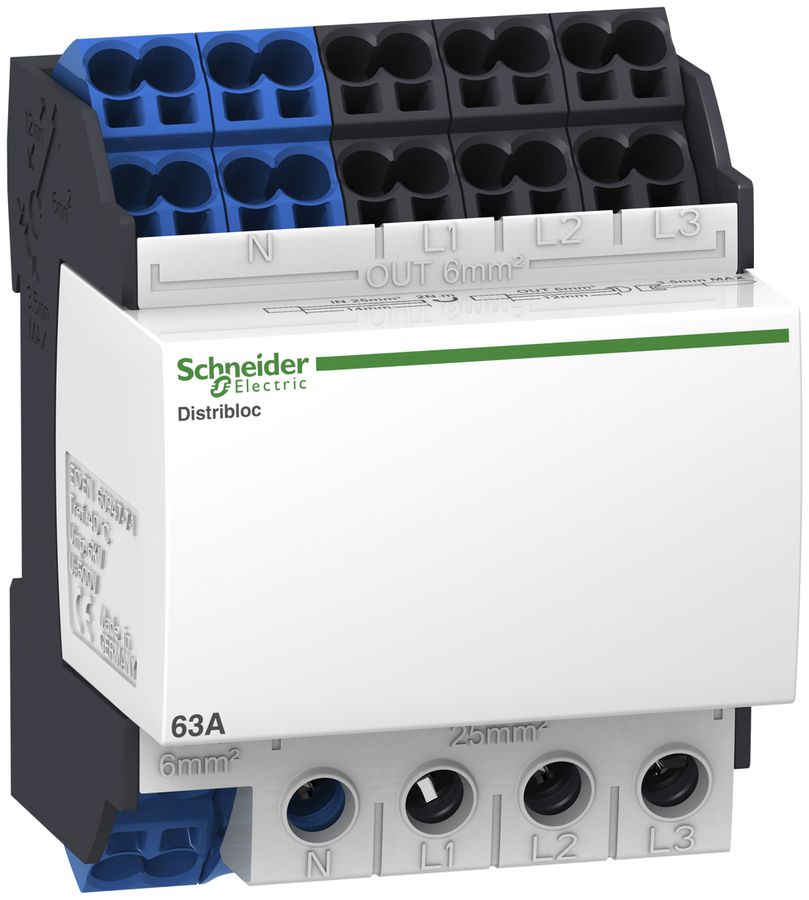 Bloc de bornes Schneider Electric 63A 4 pôles