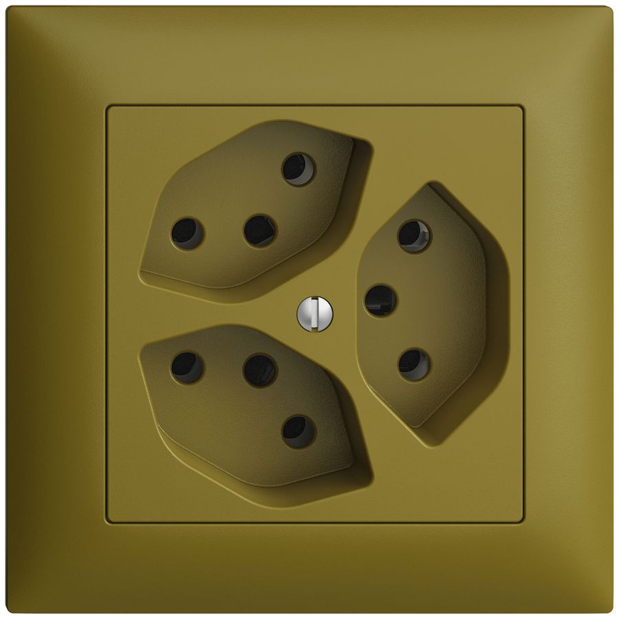 UP-Steckdose EDIZIOdue 3×T13 olive