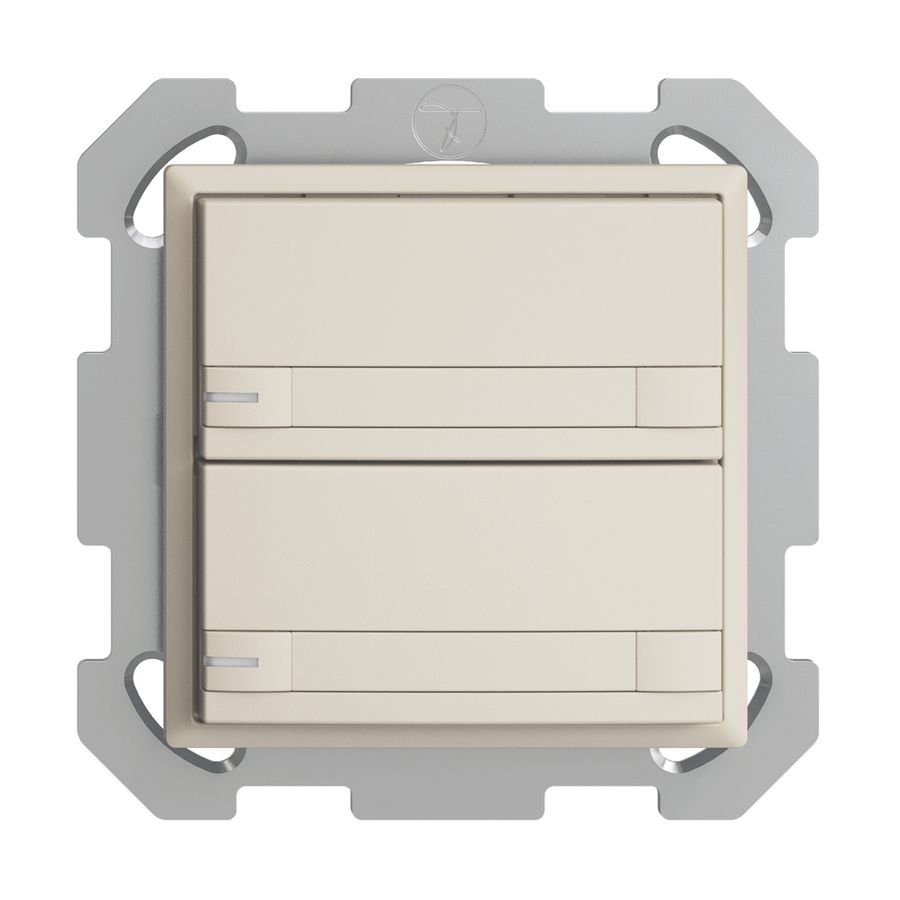 Poussoir ENC KNX 2× EDIZIOdue colore crema RGB avec LED avec insert papier