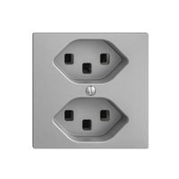 Steckdose EDIZIOdue 2×T23 silver 16A, mit Steckklemmen