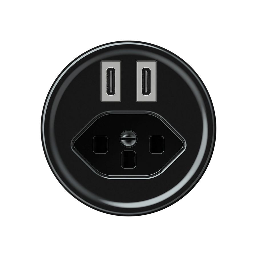 Presa di carica USB origin 2×USB-C 3000mA 5V con tipo 23 nero