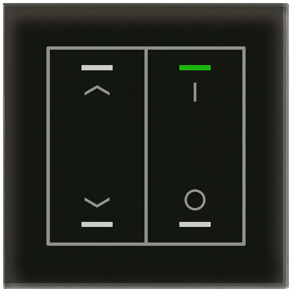 Poussoir KNX RGBW ENC MDT BE-GTL2TS.C1S 2t/4a temp.verre noir "jalousie"-"I/O"