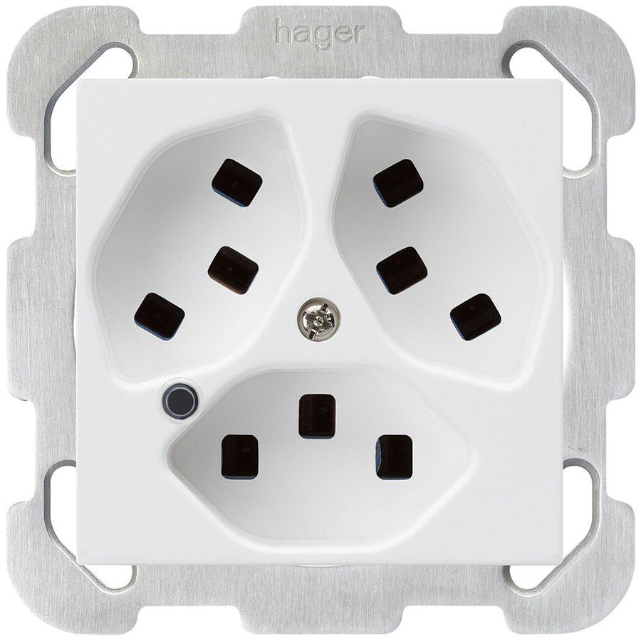 Presa INC Hager kallysto 3×T23 illuminato B bianco ultra
