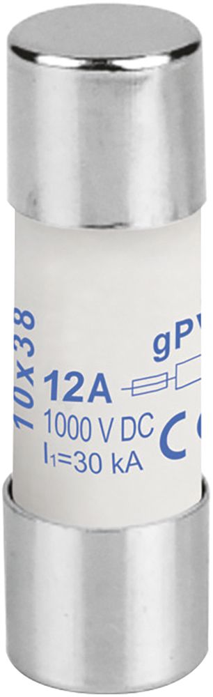PV-Apparatesicherung Weidmüller, 12A gPV 1000VDC, Keramik, 10×38mm