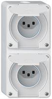 AP-Kombination robusto 2×1, 2×Steckdose T23 IP55 weiss