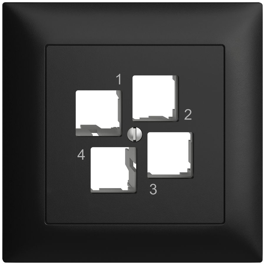 Kit de montage ENC EDIZIOdue FMI EASYNET S-One, pour 4×RJ45, sortie droite, noir