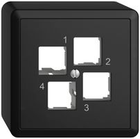 AP-Montageset EDIZIOdue EASYNET S-One, für 4×RJ45, geradeauslass, schwarz