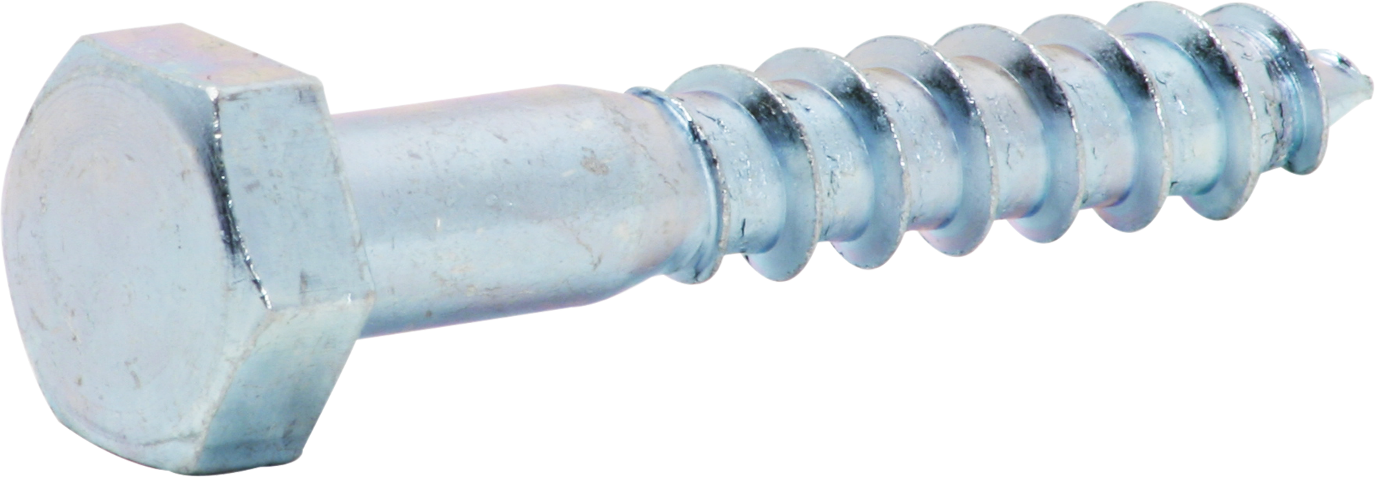 Vis à bois 6-pans 10×100mm DIN 571, fraisée, zinguée bleu