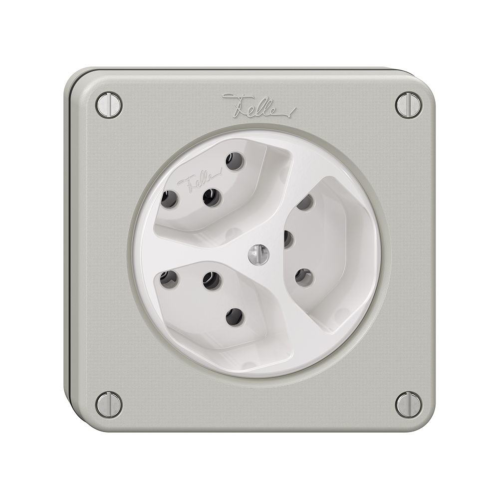 NUPU-Steckdose NEVO, 3×T13, lichtgrau