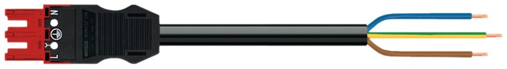 Câble de raccordement MIDI 3×2.5mm² 20A 250V 1m cod.P prise-libre rouge Cca