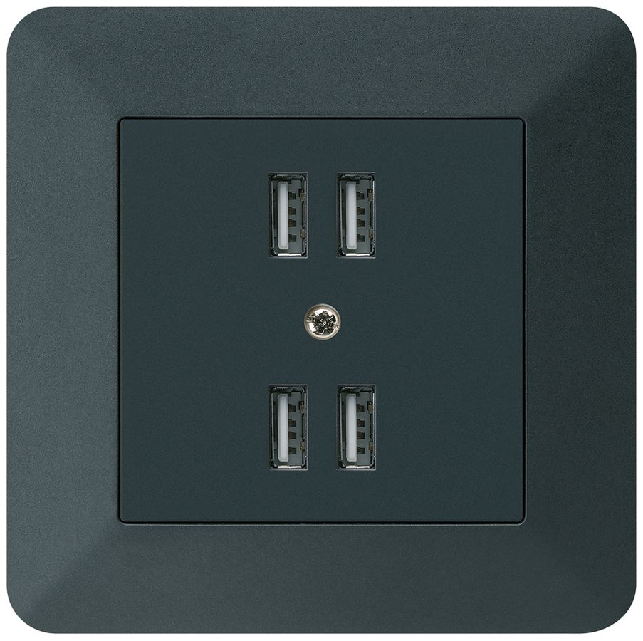 Prise ENC 4×USB kallysto.trend 2400mA noir