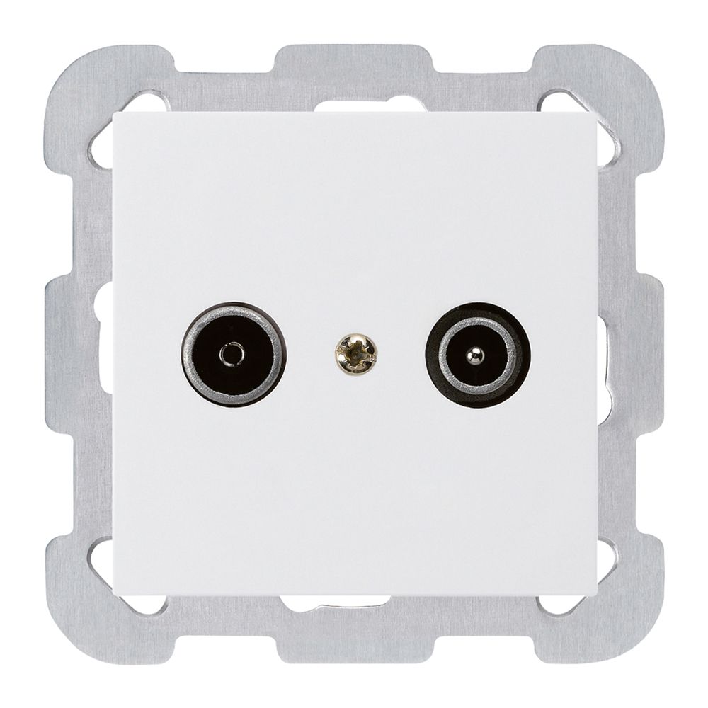 Prise de passage ENC kallysto R/TV 14dB blanc avec plaque de fixation