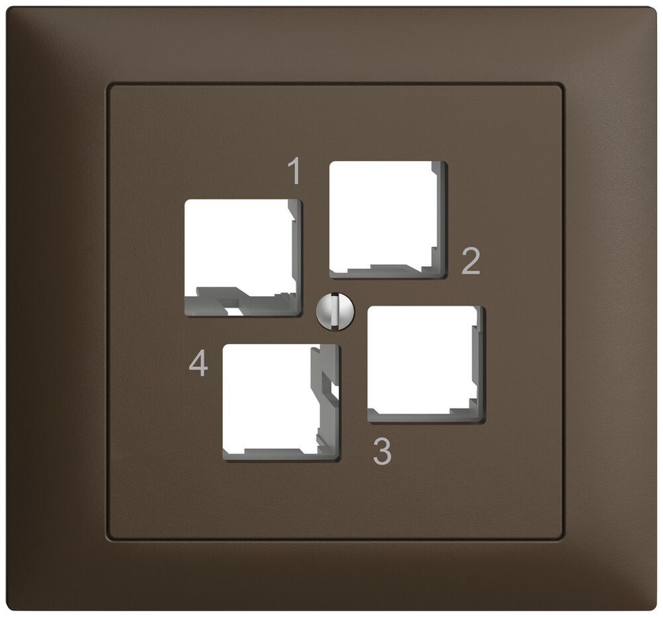 EB-Montageset EDIZIOdue FKE EASYNET S-One, für 4×RJ45, geradeauslass, coffee