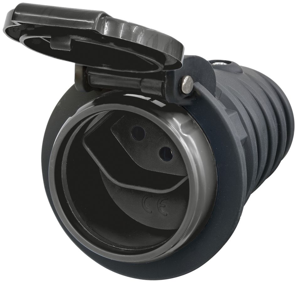 Presa mobile Steffen T13 IP55 10A 250V, nero/coperchio nero