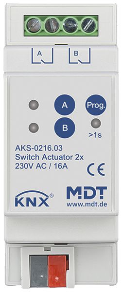 Actionneur-commutateur KNX AMD MDT AKS-0216.03 2-can 16A 230VAC 2UM