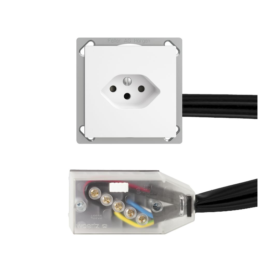 EB-Steckdose EDIZIOdue T13 L3 weiss für Flachkabel Technofil