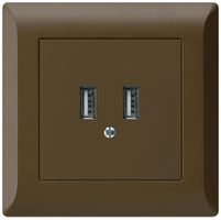 UP-USB-Ladesteckdose Hager kallysto.line 240V 2400mA braun