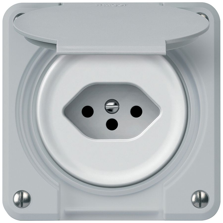 Steckdose robusto 1×T13 10A 250V 86×86mm IP21 grau