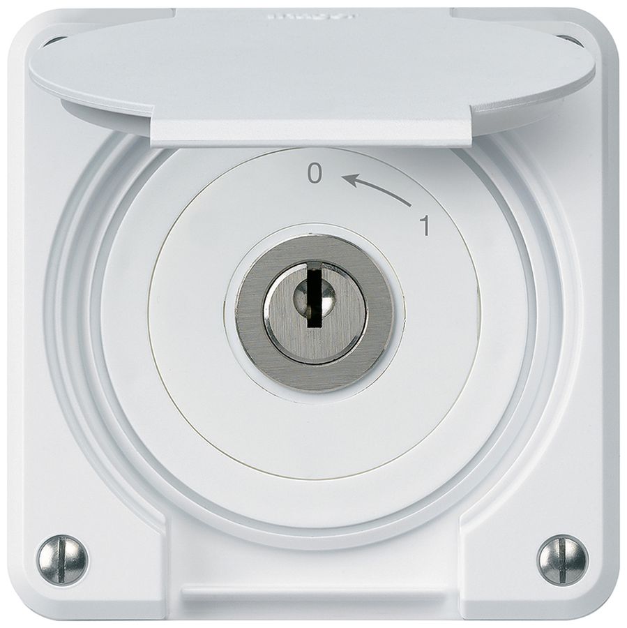 Contact pivotant à clé ENC robusto IP55 blanc avec clapet 2P