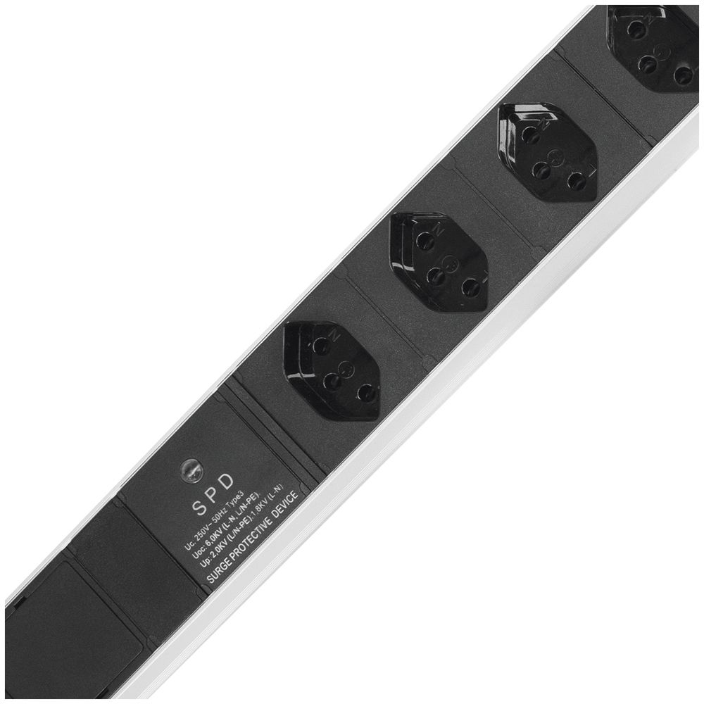 Prise multiple 19" A. Steffen ALU MODULAR 7×T13 3m 1UH noir/aluminium