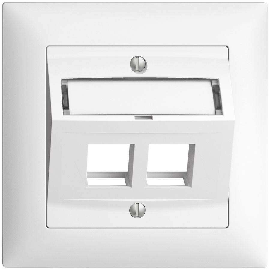 UP-Montageset EDIZIOdue FMI, mit Schrägauslasshaube, für 2×Keystone, weiss