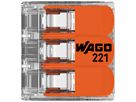 Morsetto di connessione WAGO 221 3×0.2…4mm² leva 32A 450V arancione trasparente