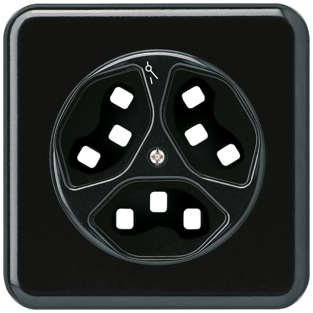 UP-Frontset zu Steckdose Hager basico 3×Typ 23 1×S G schwarz