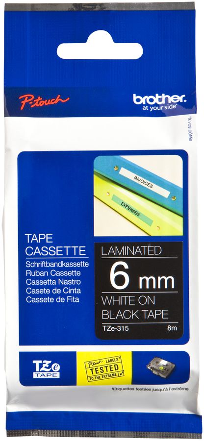 Schriftbandkassette Brother TZe-315 6mm×8m, schwarz/weiss
