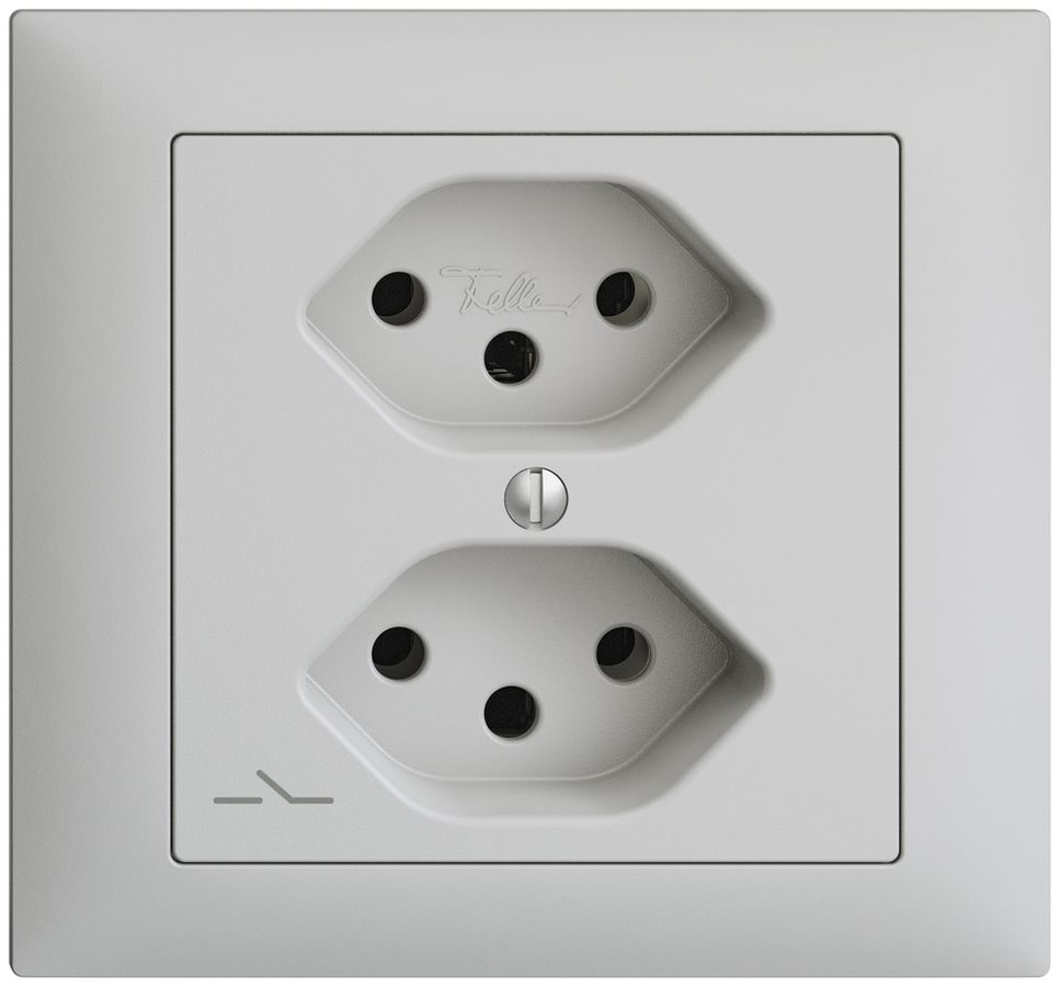 Prise INC EDIZIOdue 2×T13 gris clair, 1×S