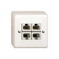 AP-Anschlussdose standard 4×RJ45 weiss