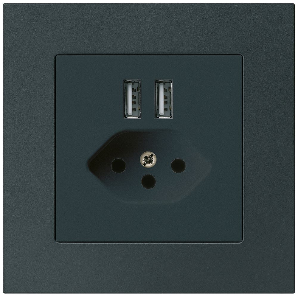 UP-Steckdose 2×USB & T13 kallysto.pro 2400mA schwarz