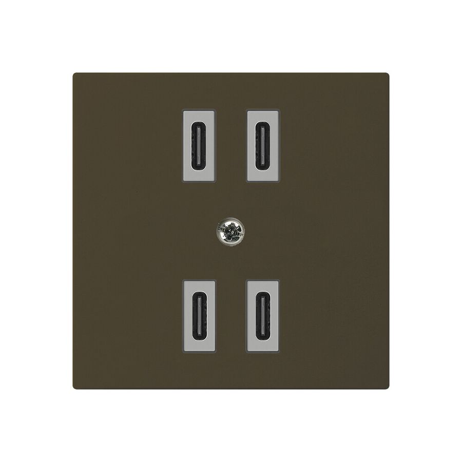 USB-Ladesteckdose Hager kallysto 2×C-C 2×20W oder 4×10W 5V 60×60mm braun