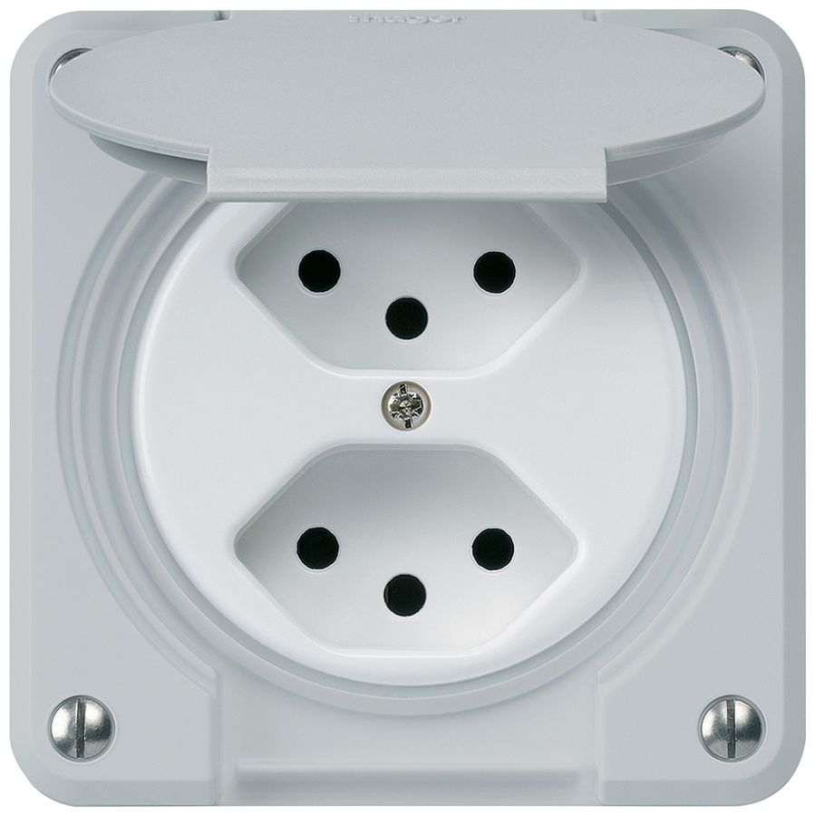 UP-Steckdose robusto 2×Typ 13 grau