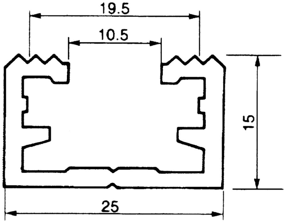 Befestigungsschiene Almatec 25×15mm L=3m gezahnt