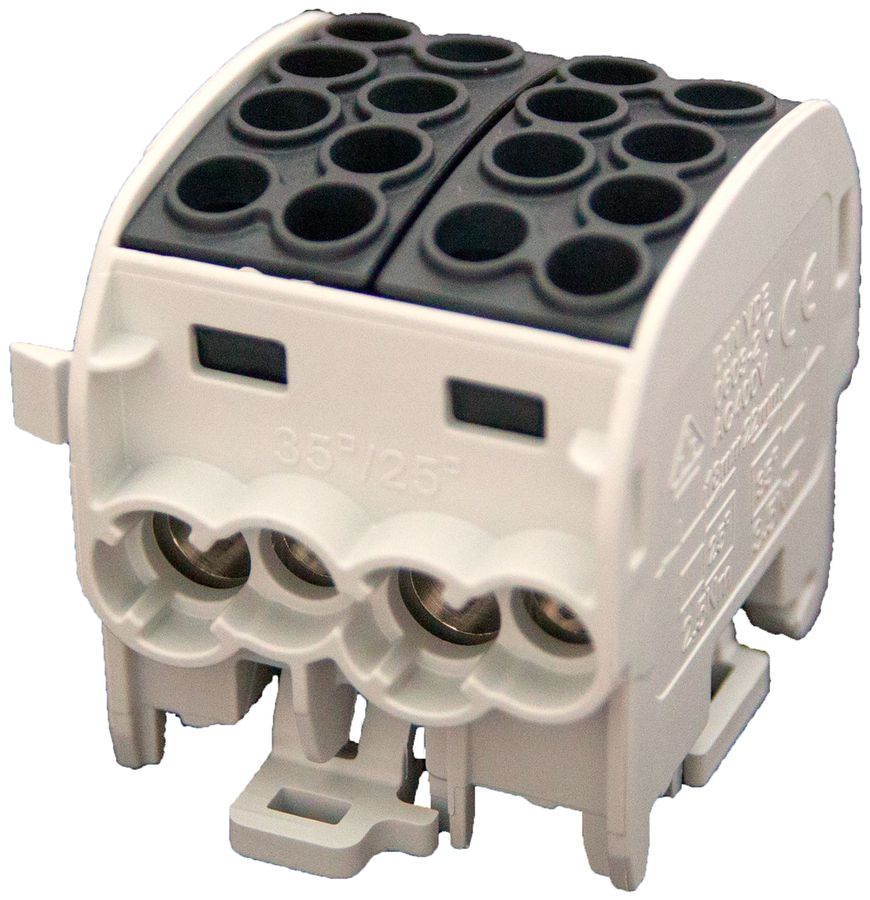 Verteilerblock Typ C 4×35/4×25mm² 125A Alu-CU schwarz