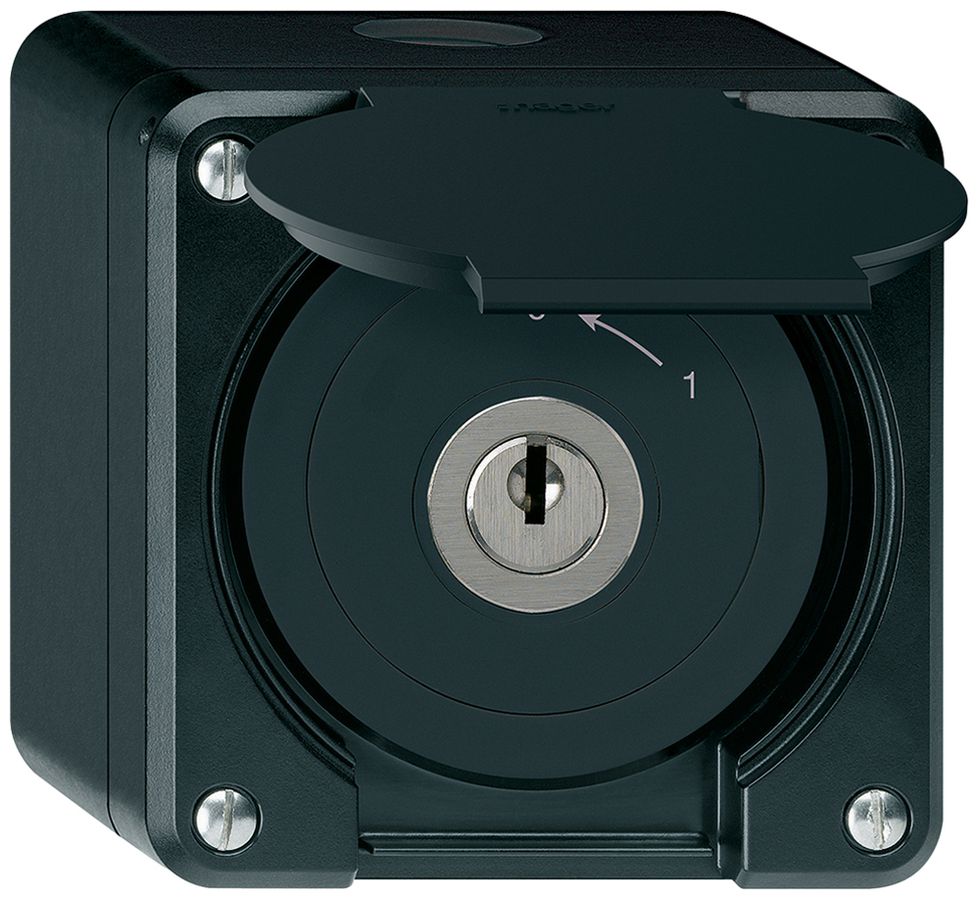 AP-Schlüsselschwenktaster robusto IP55 schwarz mit Deckel 2P