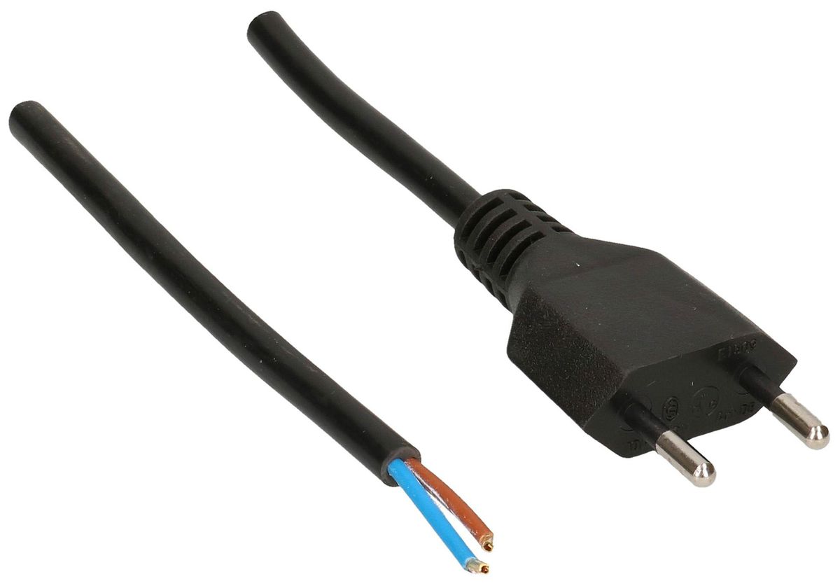 Anschlusskabel MAX HAURI PVC 10A 230V 2×1mm² T11 Aderendhülse 5m schwarz