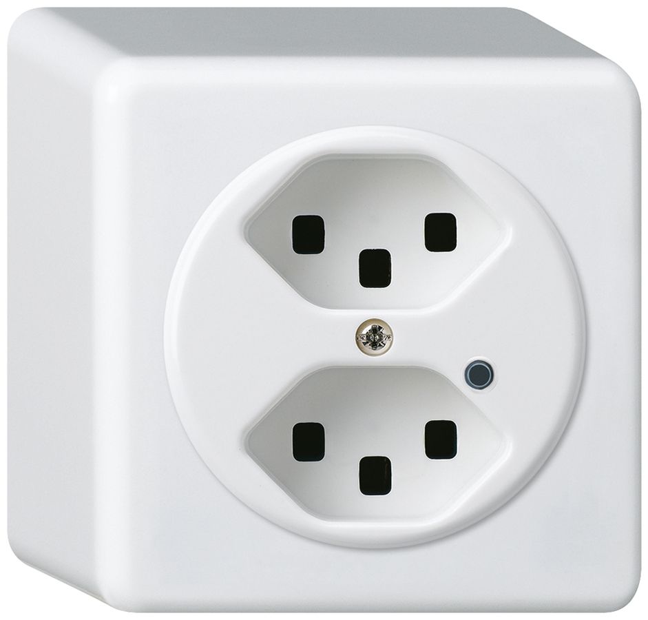 AP-Steckdose Hager basico 2×Typ 23 beleuchtet Q weiss