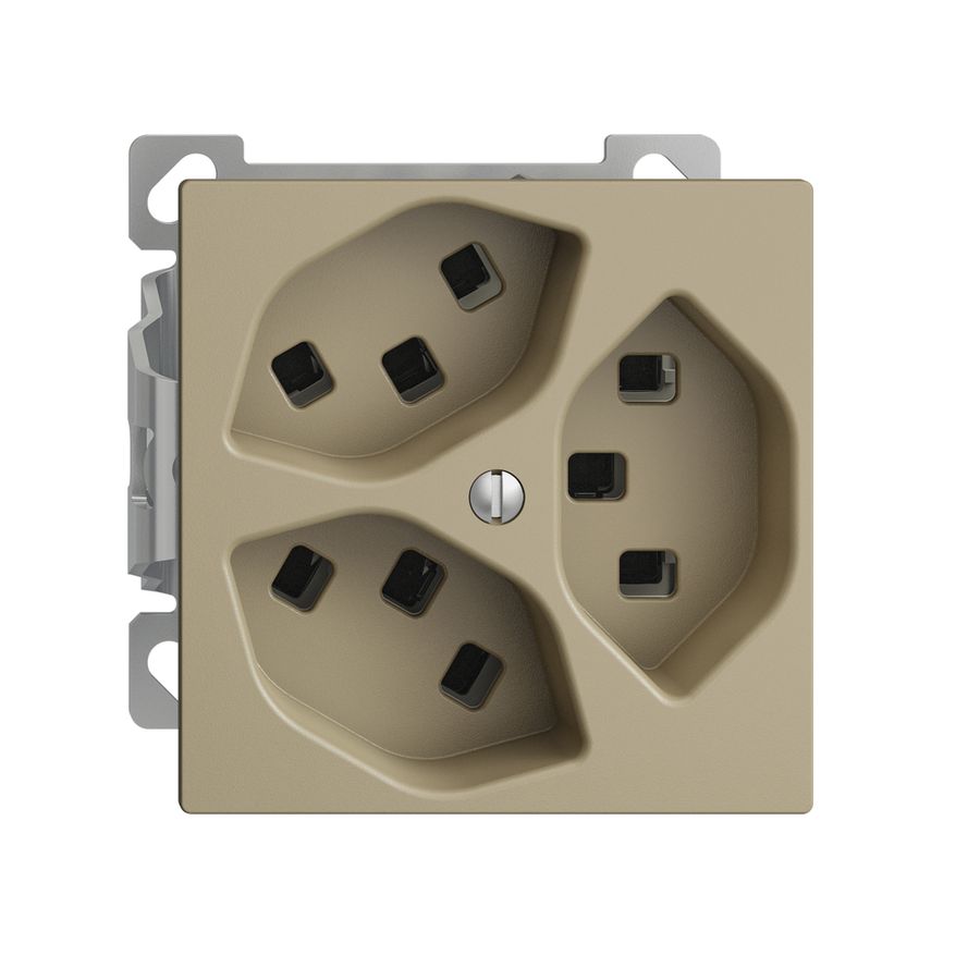 AP-Steckdose EDIZIOdue 3×T23 Kombi-Einsatz sand