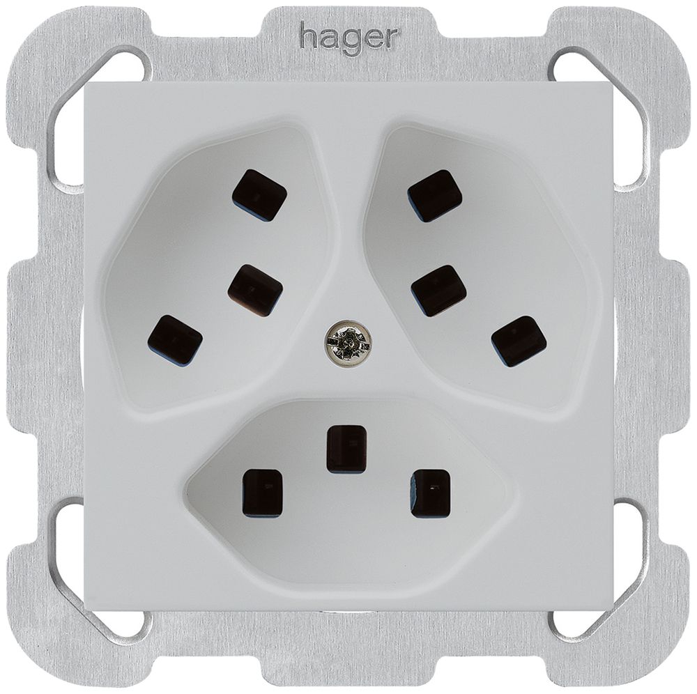 UP-Steckdose Hager kallysto 3×T23 B lichtgrau