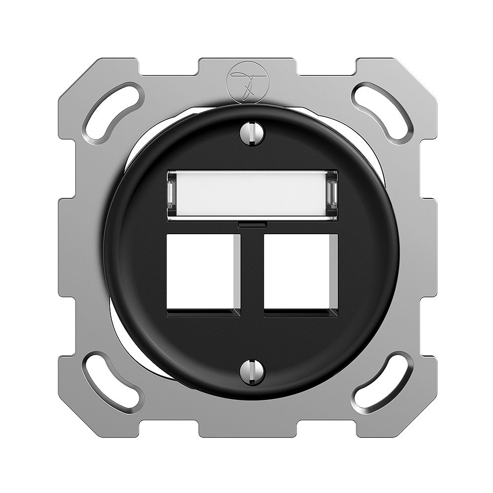 Kit montaggio ENC Sdue, uscita dritta per 2×Keystone nero