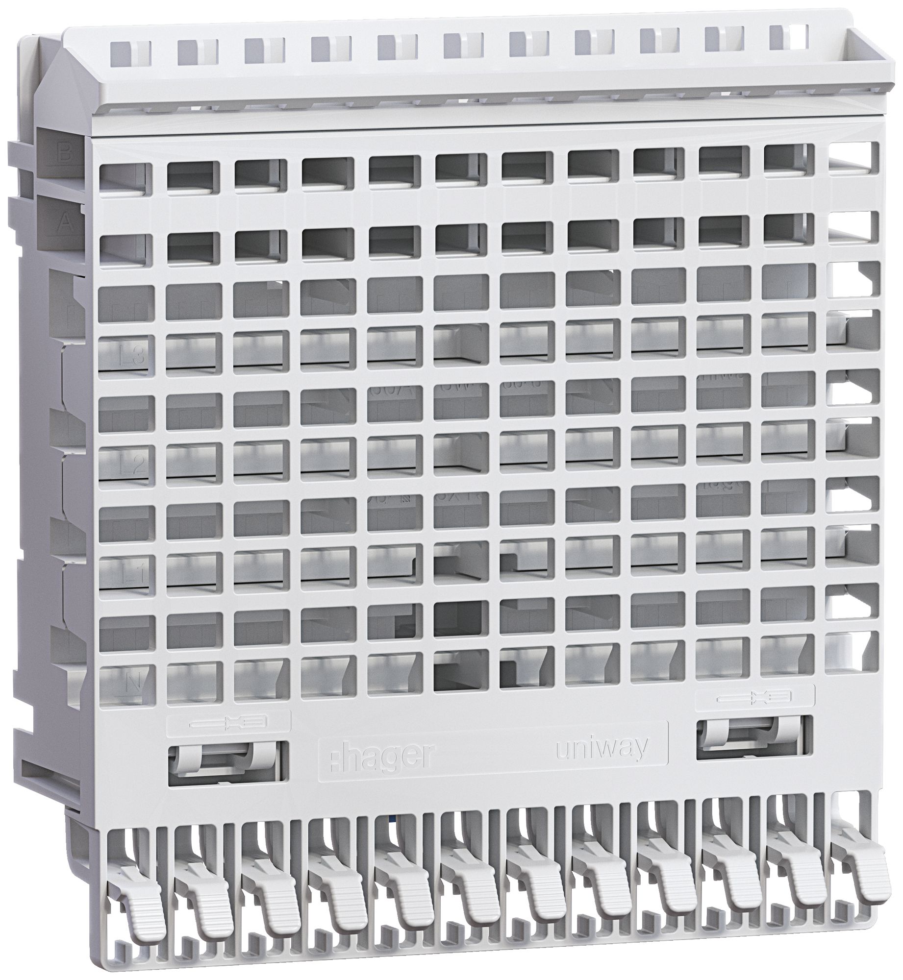Zoccolo a innesto Hager uniway 160A 108mm 12 posti per barre 15×3mm