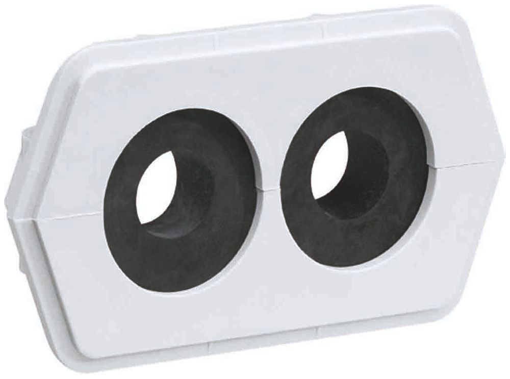 Plaque passe-câble Hager pour weber.hse 2×Ø38mm avec anneau réducteur