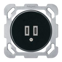 Prise de charge USB ENC Hager basico C-C 20W 5V 77×77mm noir