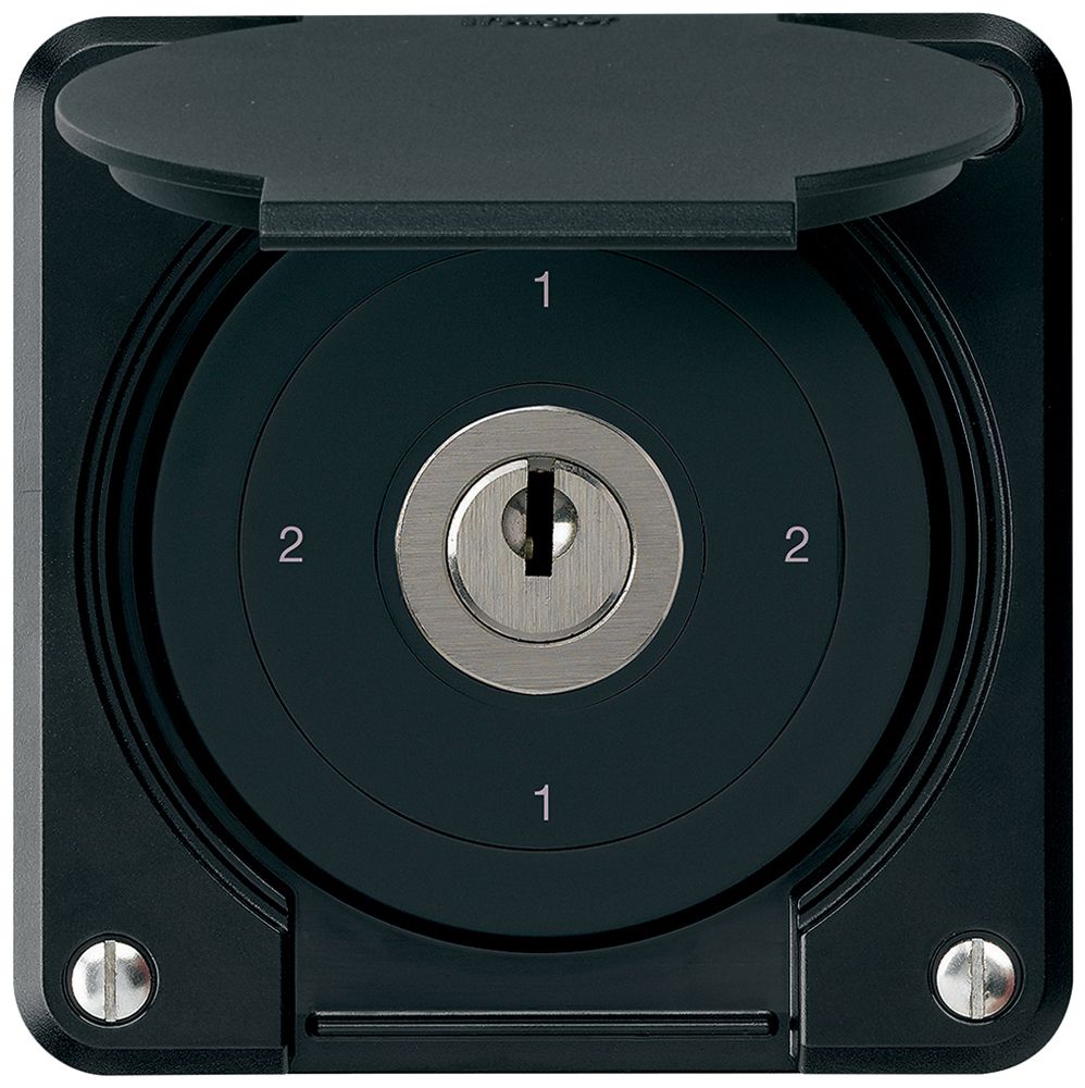 Interrupteur à clé ENC robusto IP55 avec clapet S3/1P noir