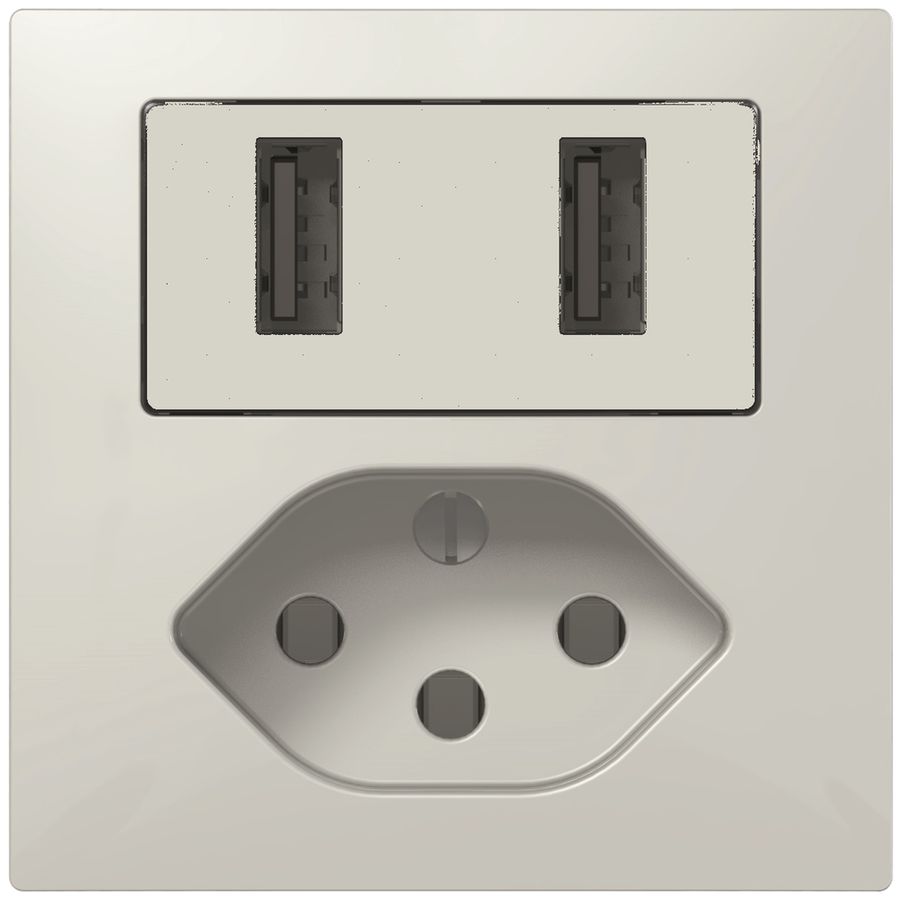 USB Ladesteckdose mit T13 SIDUS E 240V max.2400mA weiss glänzend