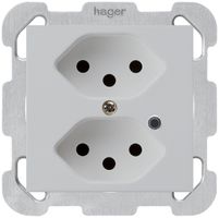 Presa INC Hager kallysto 2×T13 illuminato B grigio chiaro