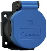 EB-Steckdose T23 DEM IP55 16A 230V mit Dichtung IK07 anthrazit/Deckel blau