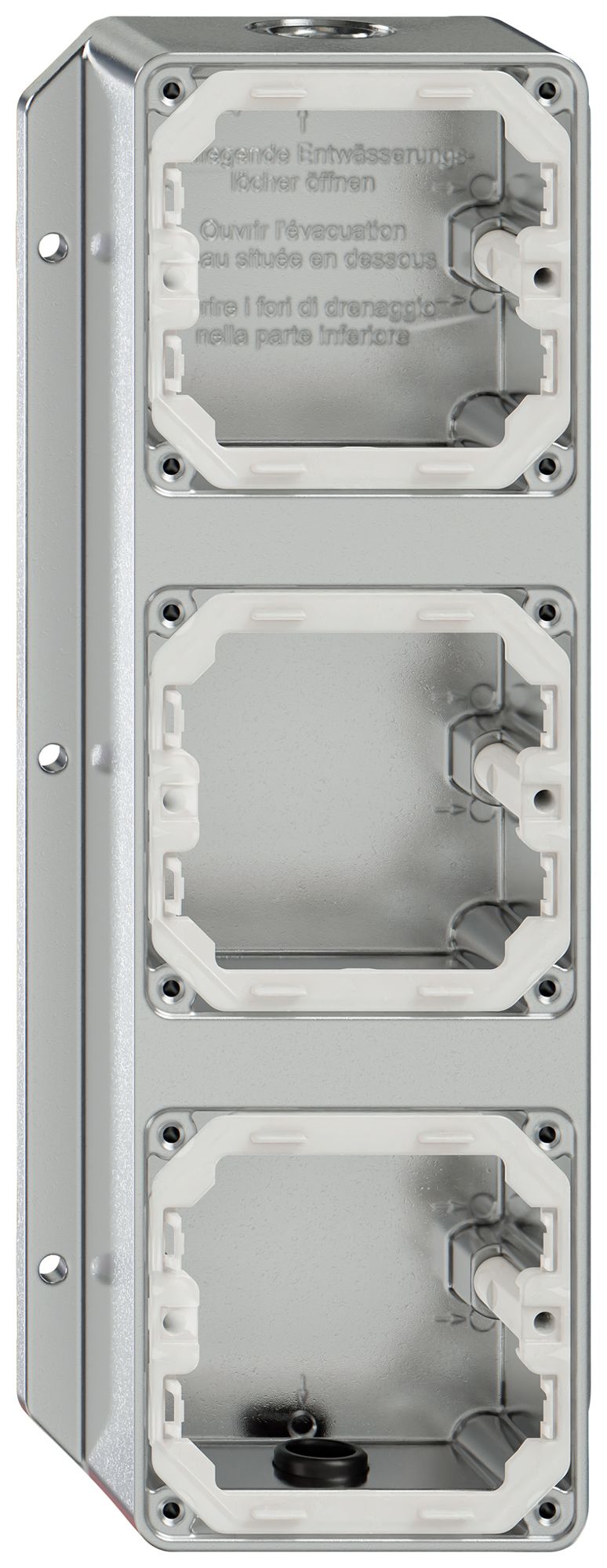 AP-Gehäuse ELEMENT 3-fach 293×111mm 2 Einführungen aluminium