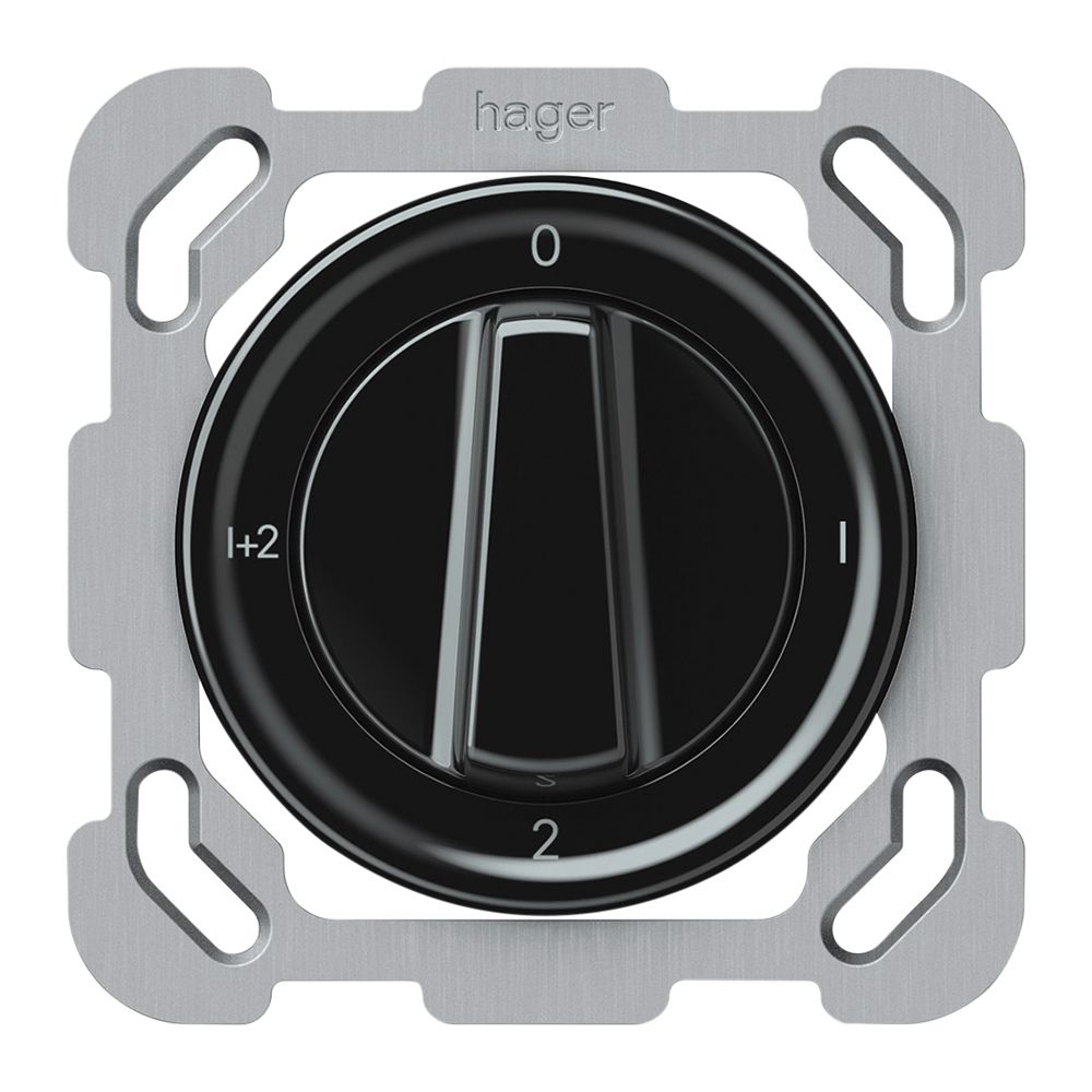 UP-Drehschalter origin Serienschalter 1/1L 16A 250V 0-1-2-1+2 77×77mm schwarz